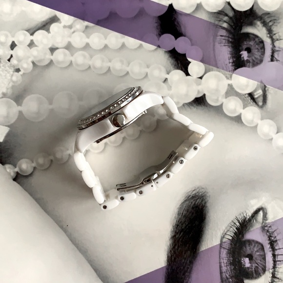 Fossil White Enamel CZ Watch Stainless Steel - Picture 2 of 7